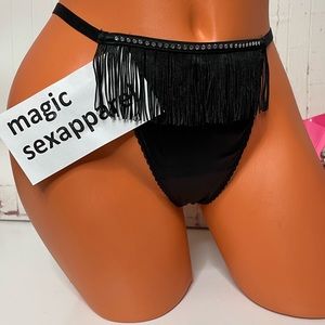 VS LUXE S M L XL CRYSTAL FRINGE EMBELLISHMENTS RHINESTONES BLING PANTY SMOOTH